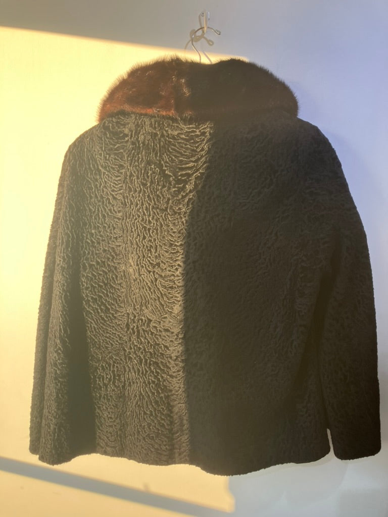 Vintage lamb fur purchases coat black large