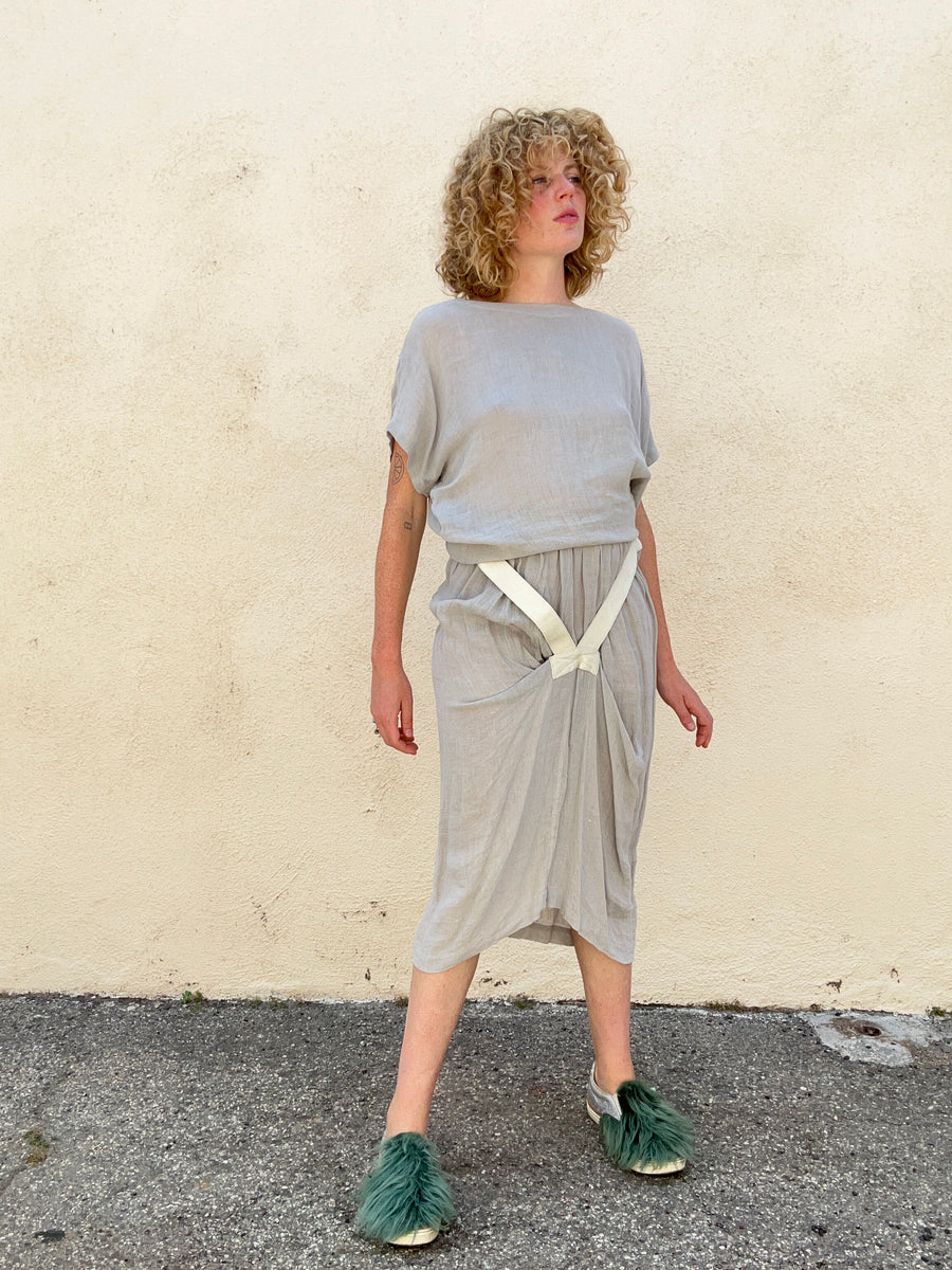Vintage Issey Miyake Grey Linen Skirt Set – The Curatorial Dept. Vintage Issey Miyake Grey Linen Skirt Set – The Curatorial Dept.