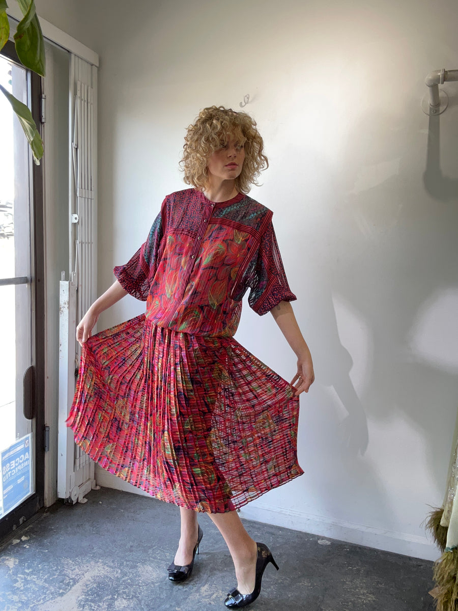 最旬ダウン Multicolored Freis Diane Vintage Dress Thread Gold with ワンピース