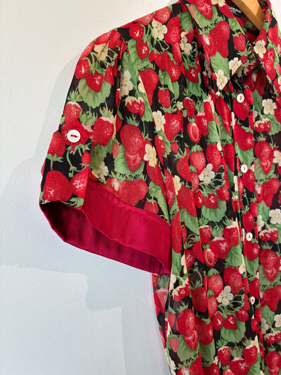 Dolce & Gabbana ストロベリー柄 vintage 半袖シャツ Vintage Dolce and Gabbana Strawberry Print Shirt – The
