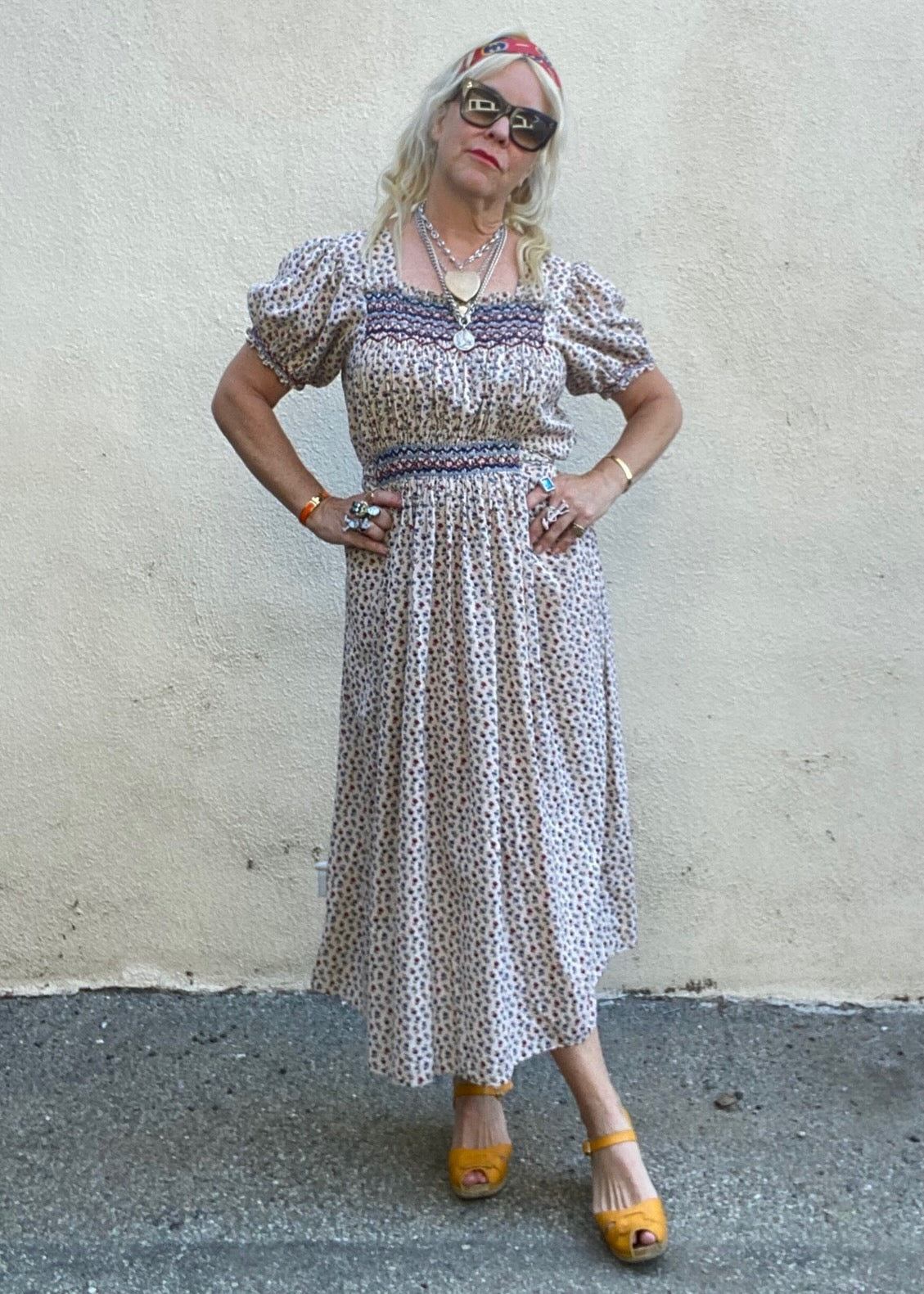Doen Red and Blue Floral Dress