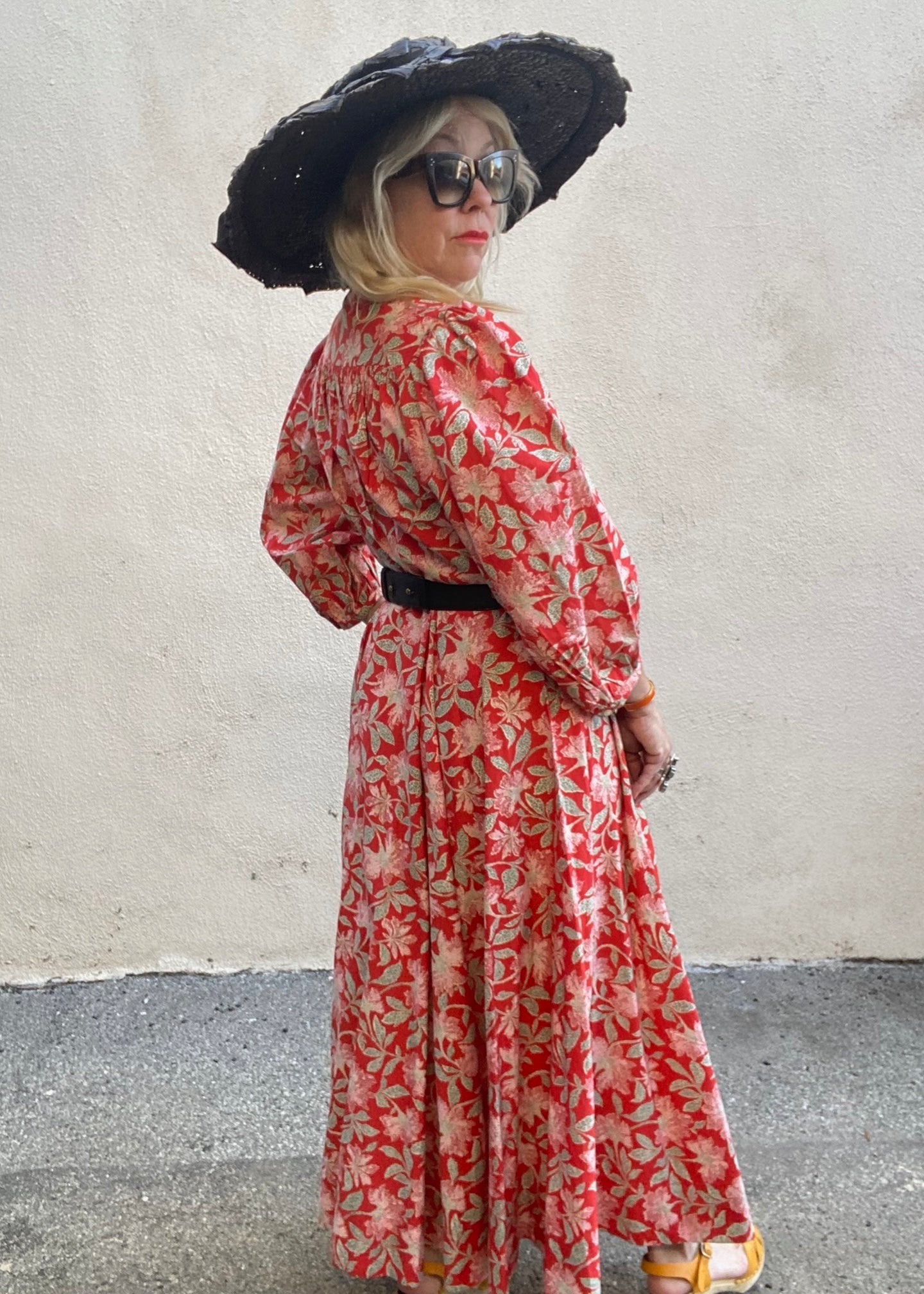 doen dress long sleeve DOEN Long Sleeve Maxi Dress Marron Midnight Toile de Jouy Floral Cotton XXS