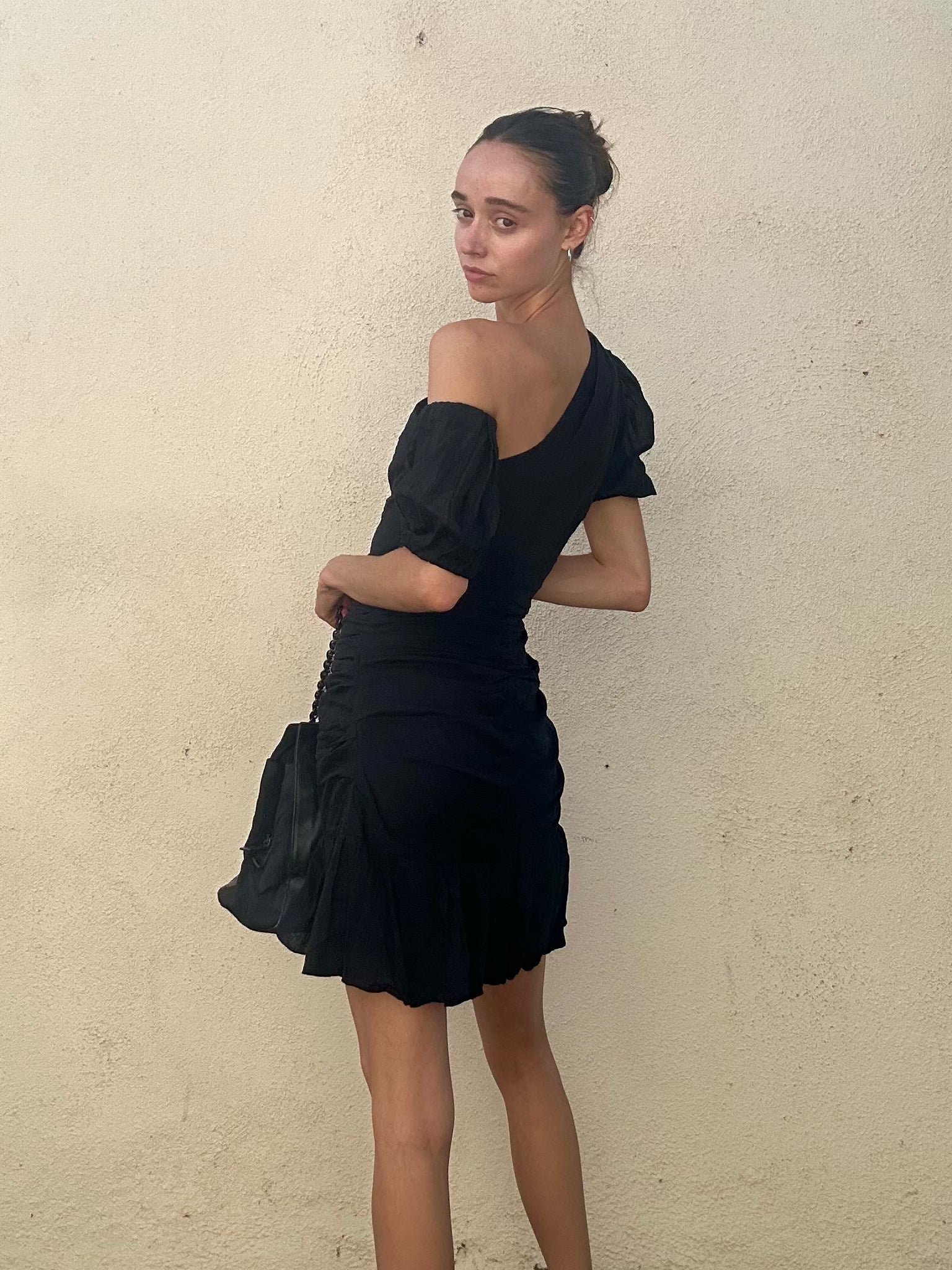 isabel marant dress black Étoile One Shoulder Heart Cutout Dress business shoes Size:custom + Black color
