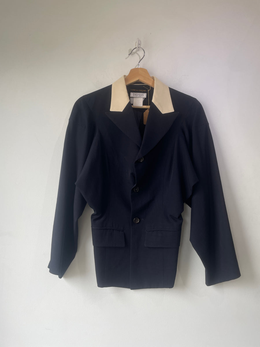 Comme des Garcons Navy Zigzag Back Detail Blazer – The
