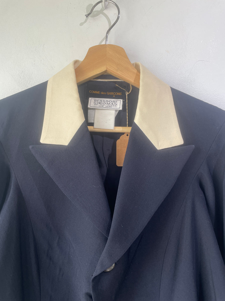 COMME des GARÇONS ネイビー ジャケット S Comme des Garcons Navy Zigzag Back Detail Blazer – The