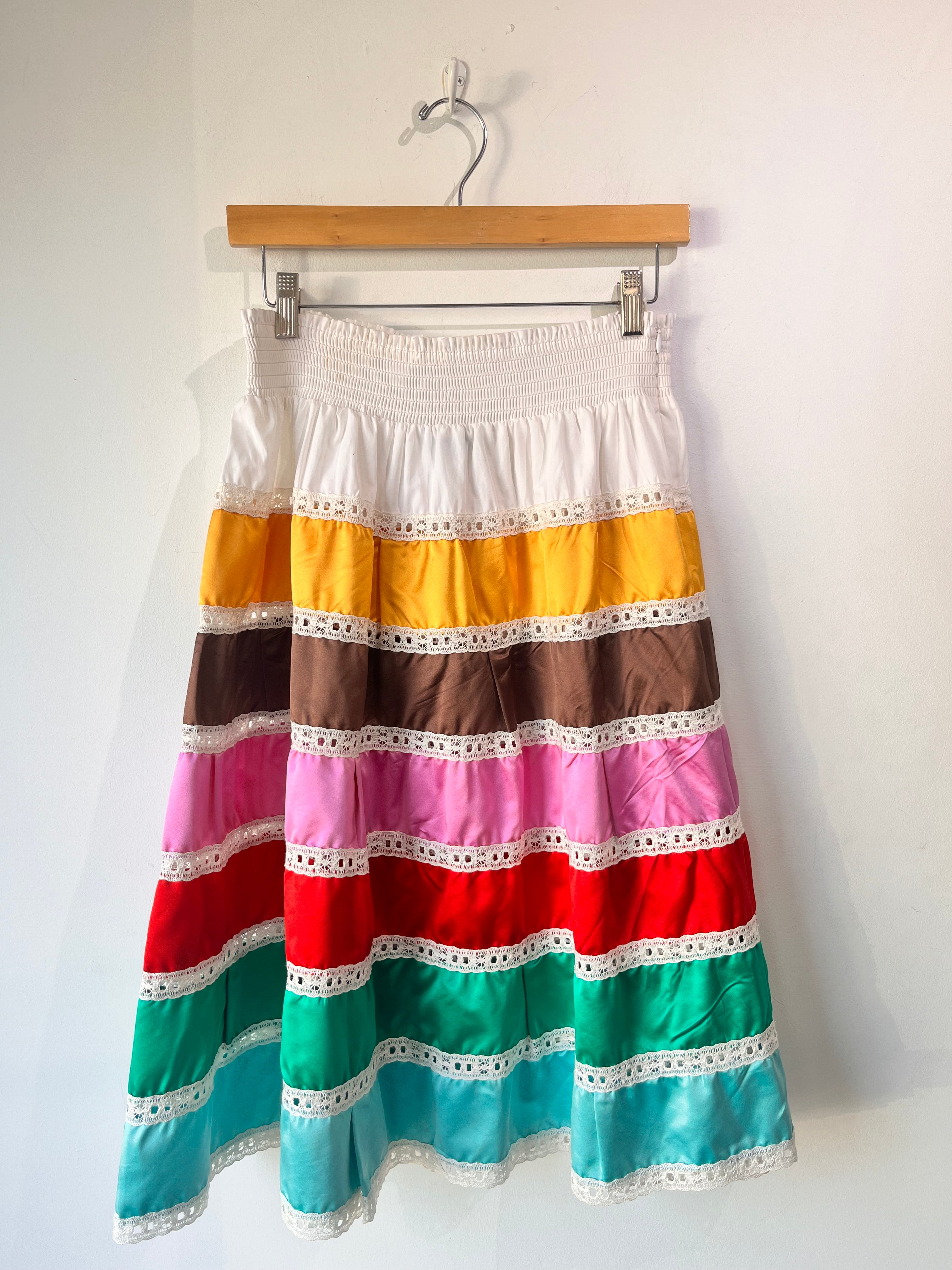 Prada Rainbow Tiered Silk Midi Length Skirt – The Curatorial Dept.