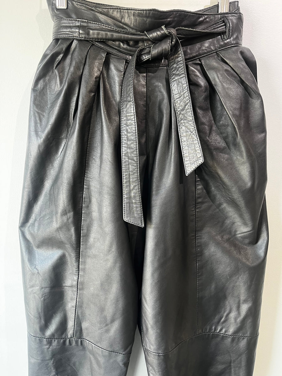 Vintage Pitanga Buckle-Down Leather Pants