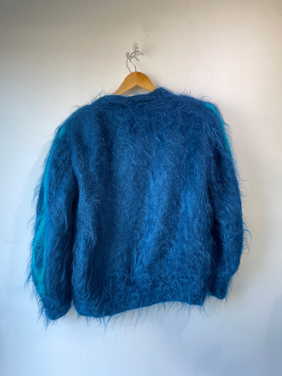 Vintage Alain Murati Ocean Blue Fuzzy Sweater Cardigan – The Curatorial  Dept.