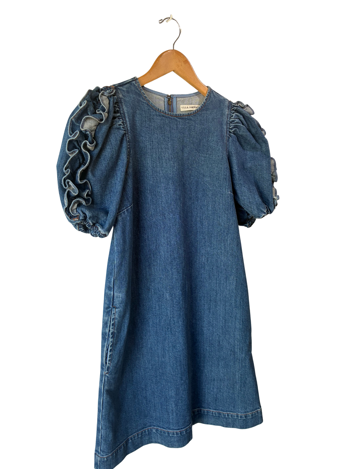 Ulla Johnson Denim Ruffle Sleeve Dress - The Curatorial Dept.