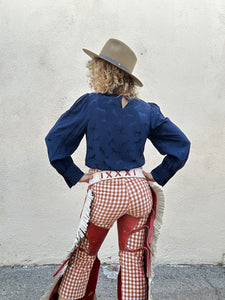 Vintage Red and White Fringe Leather Chaps