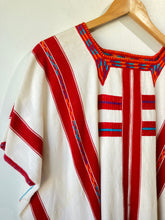 Vintage Red and White Huipil Striped Top