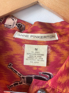 Vintage Anne Pinkerton Orange Folk Art Two Piece Set