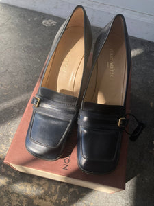 Louis Vuitton Navy Heel Loafers