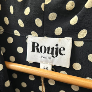 Vintage Rouje Paris Polka Dot Cropped Top with Tie