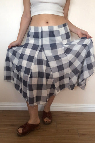 Vintage Blue Buffalo Plaid Full Skirt