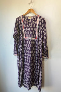 Vintage Fabindia Purple Block Printed Dress