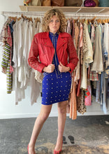 Vintage Moschino Red Leather Jacket with Gold Studs