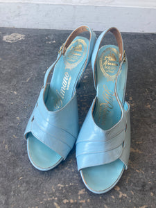 Vintage Amano Light Blue Sandal Heels Sz 7