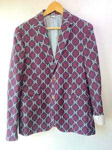 Gucci Navy, Red, and White GG Monogram Blazer