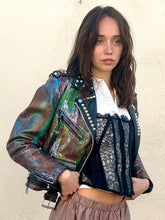 Paint and Studs Black Leather Jacket