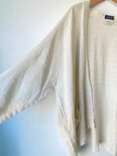 Vintage Eskandar Cream Linen Grid Jacket