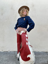 Vintage Red and White Fringe Leather Chaps