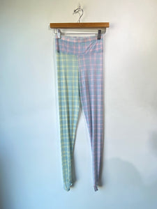 Chopova Lowena Colorful Plaid Mesh Stirrup Leggings