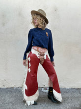 Vintage Red and White Fringe Leather Chaps