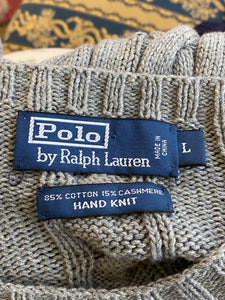 Vintage Polo Ralph Lauren Grey Cable Knit Sweater