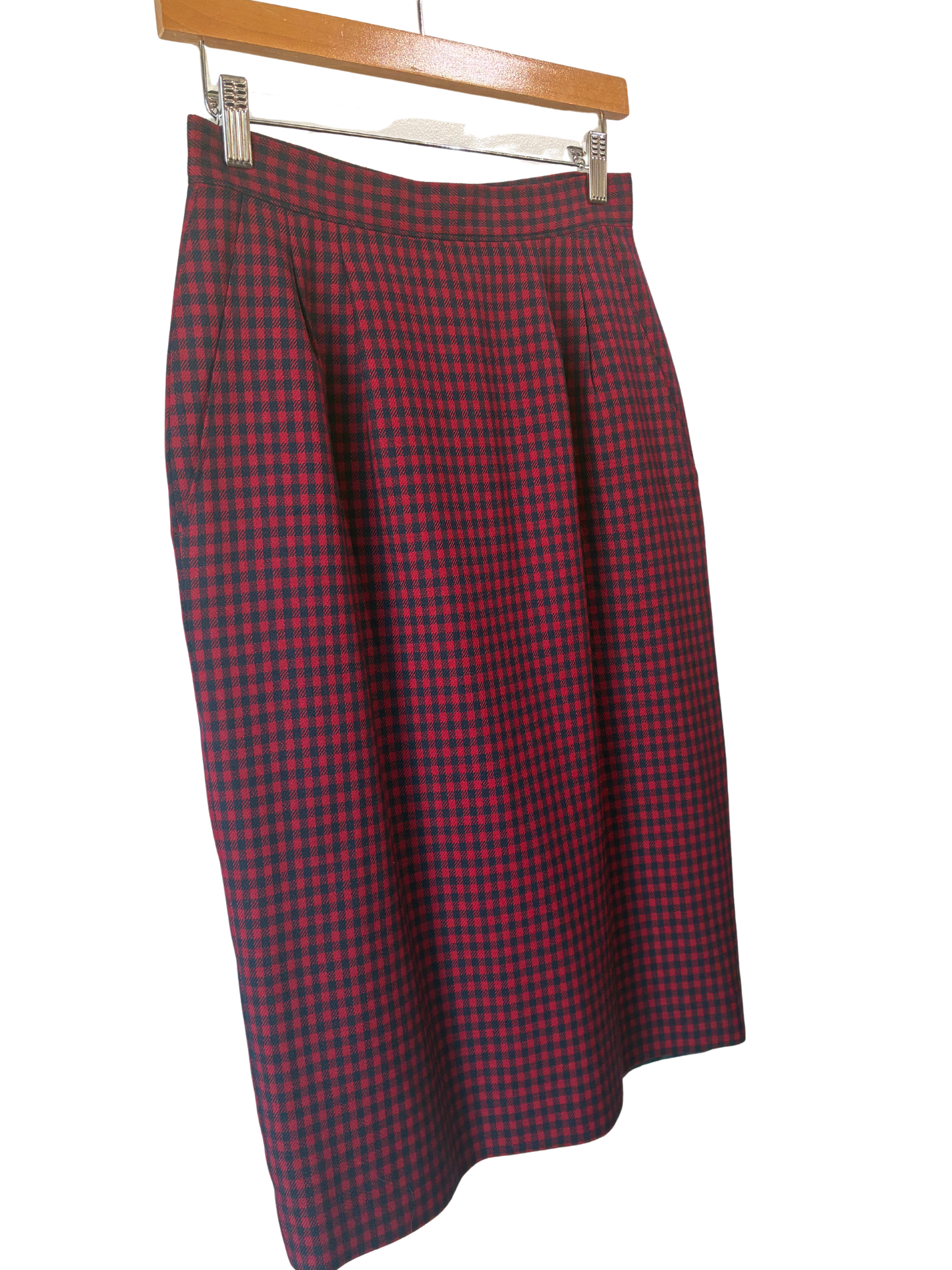 Pendleton Red and Blue Check Pencil Skirt - The Curatorial Dept.