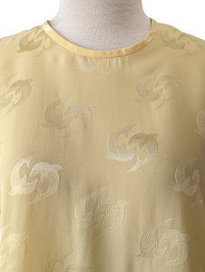 Louis Feraud Yellow Dolphin Jacquard Silk Top