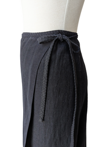 Dosa Black Linen Wrap Skirt