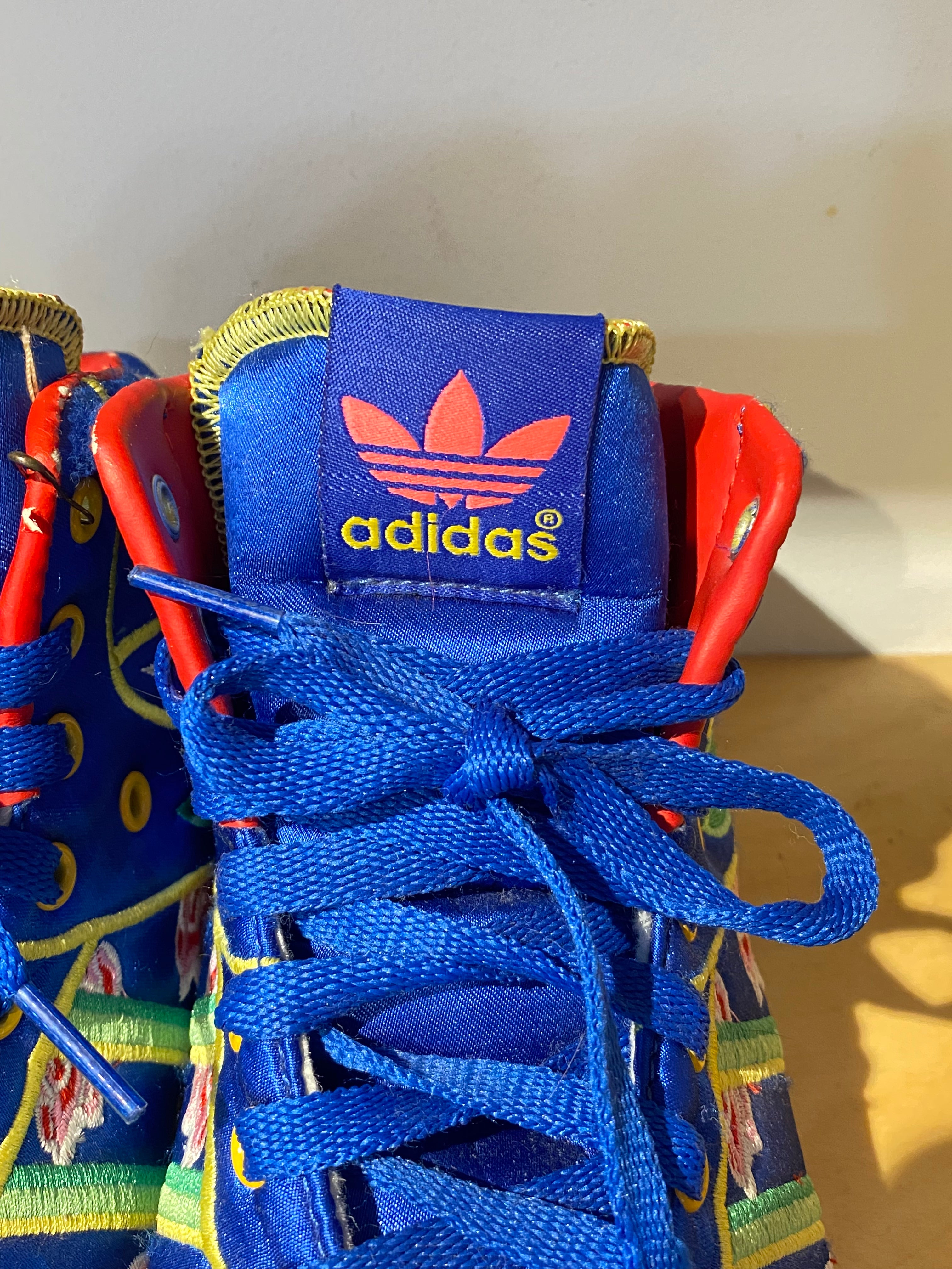 Adidas x Jeremy Scott Blue Floral High Tops – The Curatorial Dept.