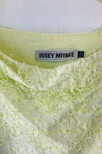 Issey Miyake Yellow Paper Fringe Mini Dress