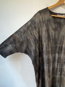 Black Crane Grey Tie-Dye Oversized Tee