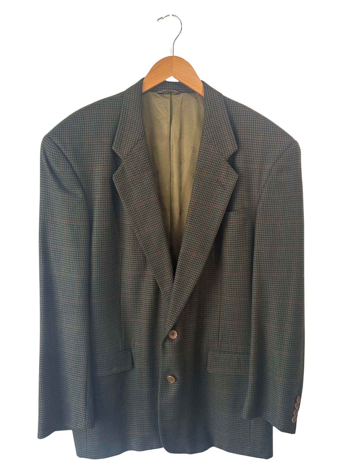 Vintage Dior Navy and Green Mini-Houndstooth Blazer - The Curatorial Dept.