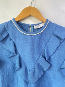 Sandro Blue Frilly Top