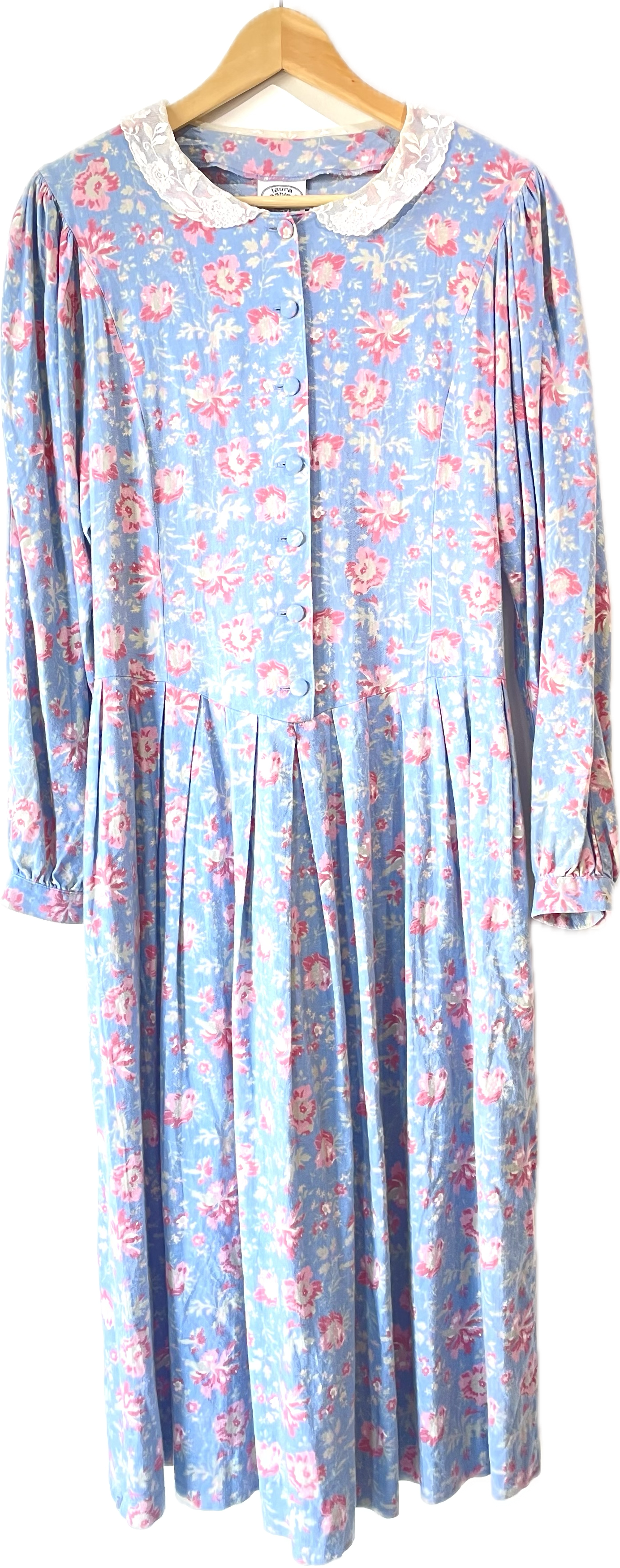 Laura Ashley Blue and Pink Floral Dress - The Curatorial Dept.