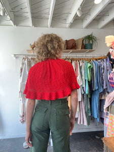 Vintage Red Crochet Capelet