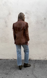 Vintage 1960s Jo-kay Brown Leather Fringe Jacket