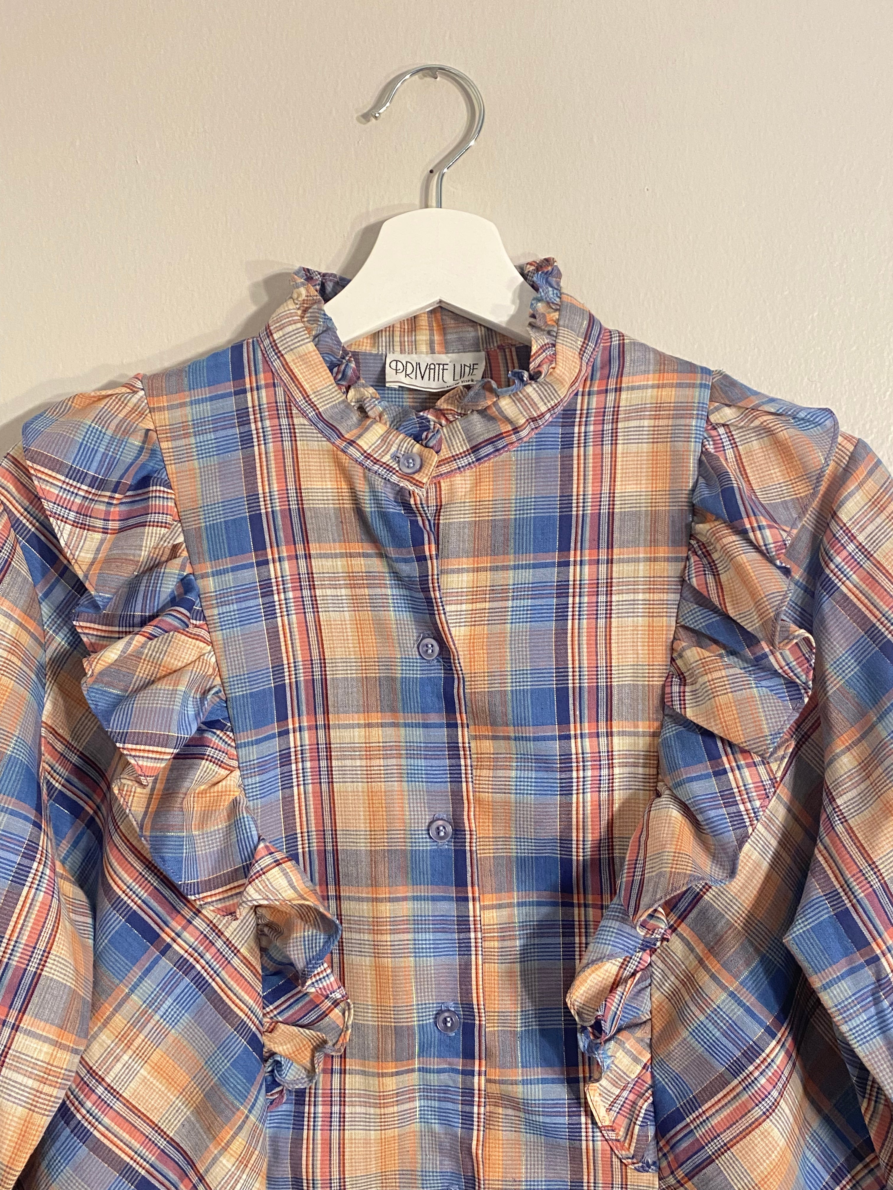 Vintage Private Line Plaid Ruffle Shirt – The Curatorial Dept.