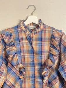 Vintage Private Line Plaid Ruffle Shirt