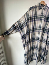 RTH White & Navy Plaid Oversized Shirt Dress