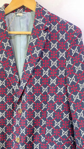 Gucci Navy, Red, and White GG Monogram Blazer