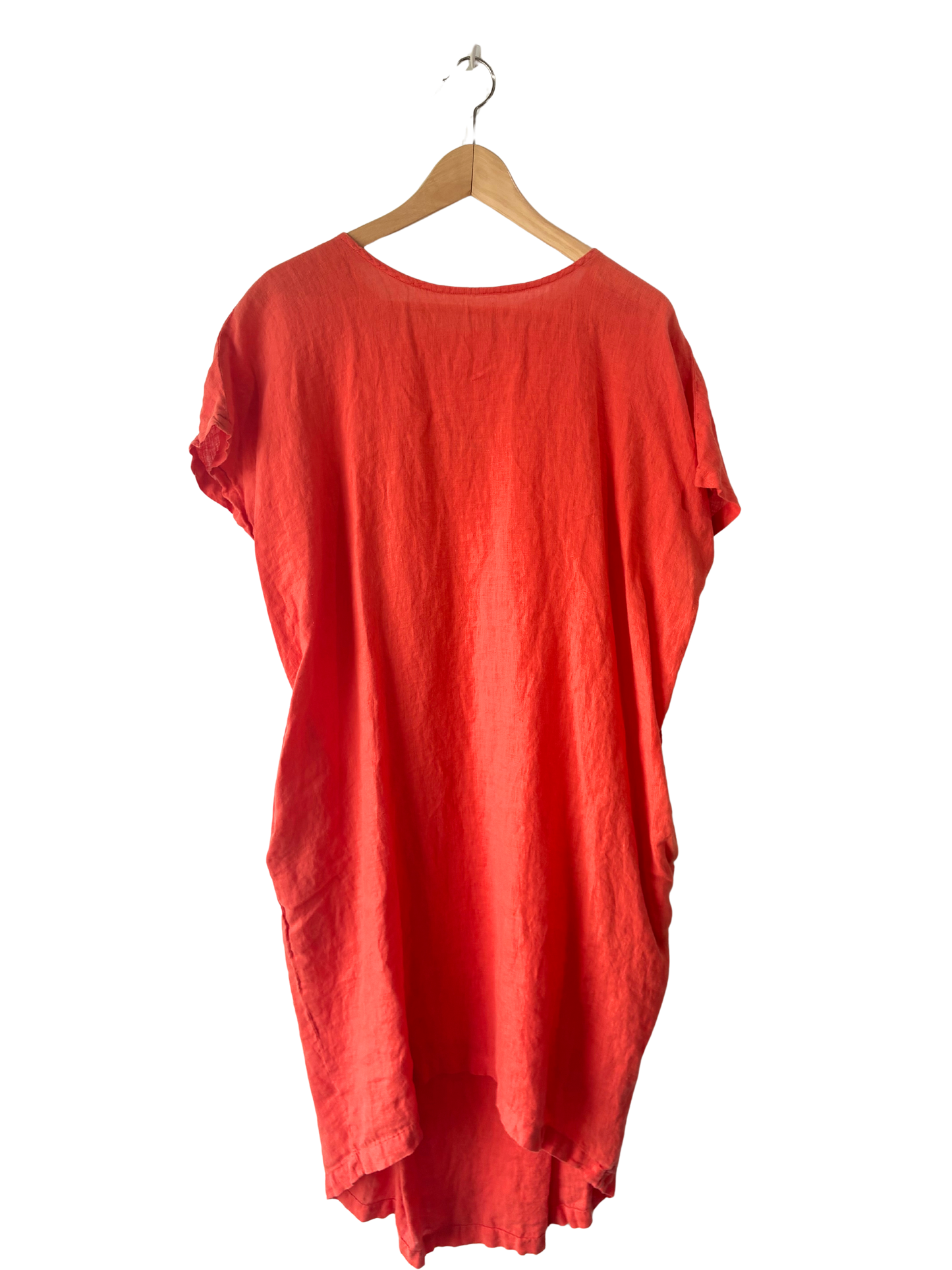 black crane long linen dress Black Crane Orange Linen Dress