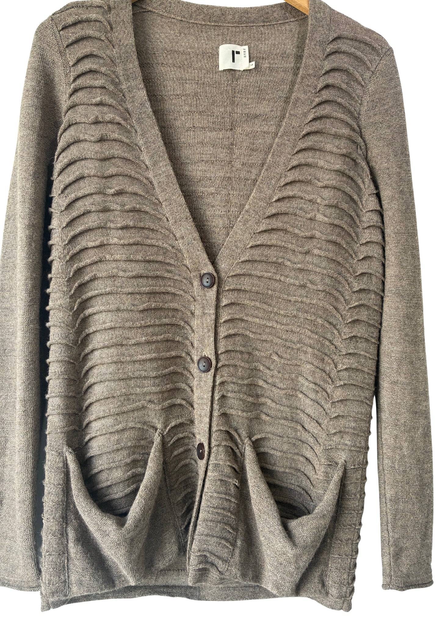Rogan Brown Pleated Cardigan - The Curatorial Dept.