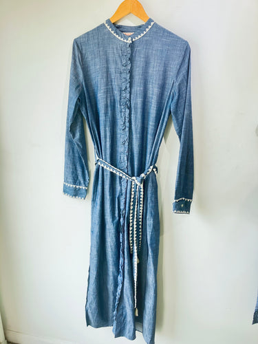 Banjanan Blue Chambray Long Sleeve Dress w/ Belt