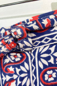 Vintage Red White Blue Block Printed Wrap Skirt