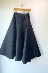 Norma Kamali Black Quilted Wrap Skirt