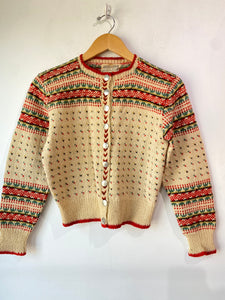 Vintage Handmade in Norway Cropped Faire Isle Cardigan